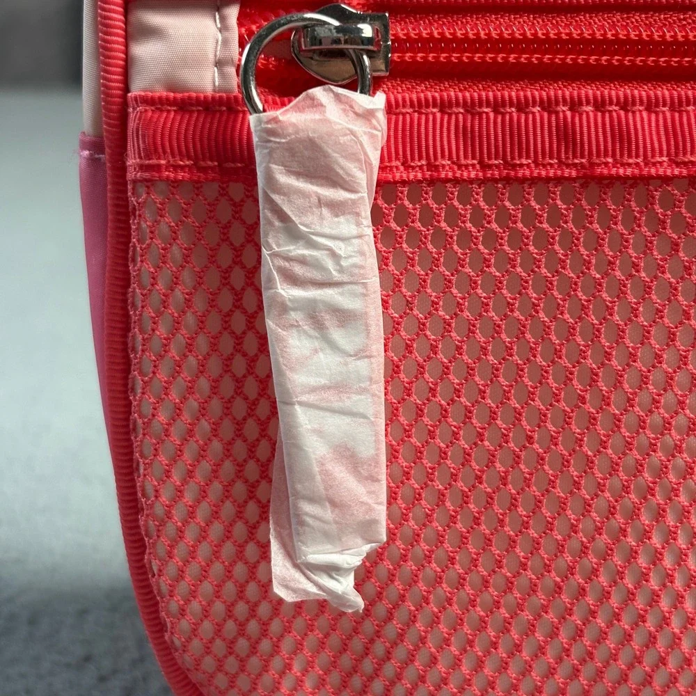 Pink Victoria's Secret Cosmetic Bag Mesh Pouch Wristlet Travel Case Pink NEW